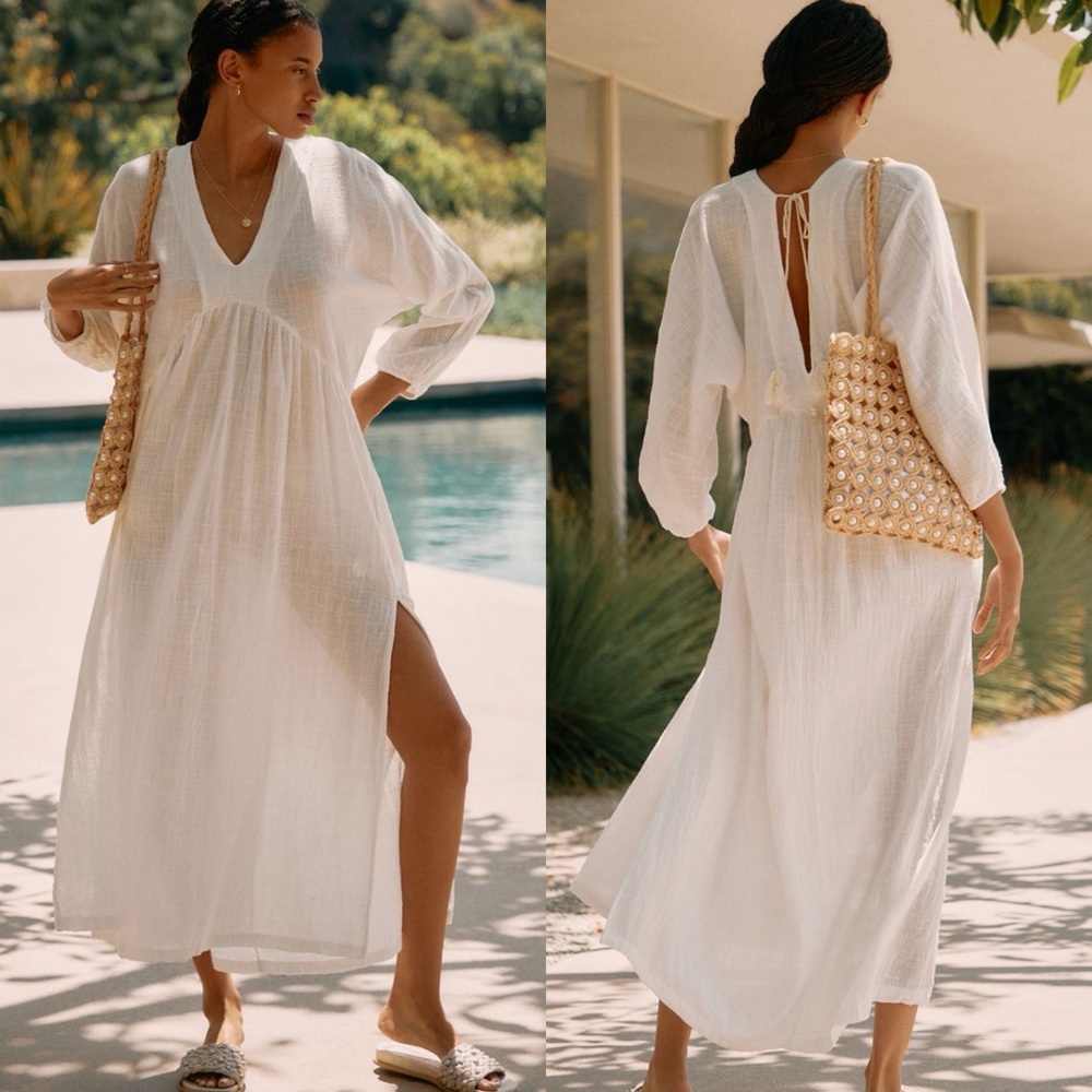 Malai Long Sleeve Easy V-Neck Cover Up Dress